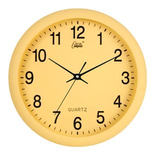 圆形电波钟挂钟客厅静音免打孔挂表家用自动对时北欧黄色装饰时钟