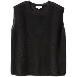 WZT06128茉莉雅集 编织干爽舒适高支亚麻元宝针盖袖针织背心套衫