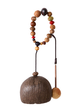 天然果实木鱼敲敲手摇铃铛