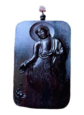 老料小叶紫檀木释迦摩尼佛牌挂件如来佛项链吊坠红木佛头本命年