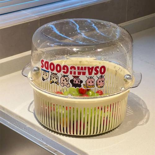 洗菜盆沥水篮新款果盆果篮厨房多功能淘菜盆双层大容量收纳篮家用