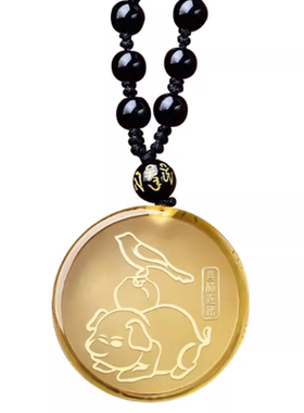 易明喜柿连猪吊坠2026属虎吉祥佩戴物生肖虎项链挂件男女礼物