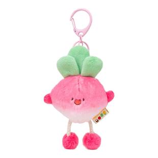 Jinnew原创开心蔬菜可爱粉萝卜毛绒公仔抽拉西蓝花蘑菇挂件钥匙扣