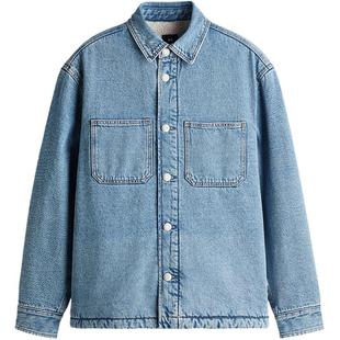 HM男装夹克冬季newvintage新复古风泰迪绒衬里牛仔衬衫1251689