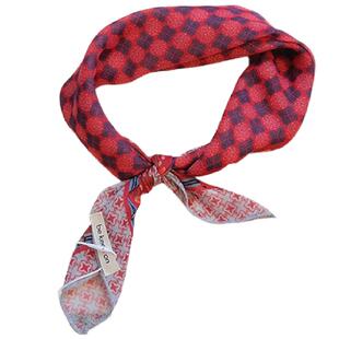 春夏新款红色格子小方巾丝巾女时尚百搭领巾护颈装饰绑包丝带围巾