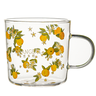 高硼硅玻璃早餐杯子高颜值带刻度把手杯可微波炉牛奶杯办公室水杯