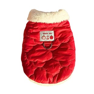 小狗狗衣服冬装新年红色马甲宠物比熊泰迪小型犬过年喜庆加绒背心
