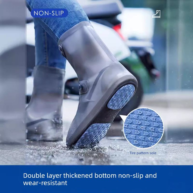 鞋套防水男女款防雨防滑加厚耐磨雨靴硅胶儿童可重复用下雨天脚套