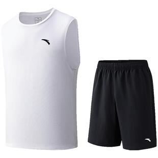 安踏速干大师套装丨运动套装男款夏季新款无袖背心透气短裤两件套