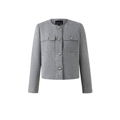 PRICH时尚小香风圈圈花纱肌理感西装2026春季新款气质短外套女