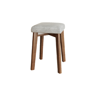 实木凳子家用方凳软包矮凳中古风简约餐凳小户型可叠放客厅小板凳