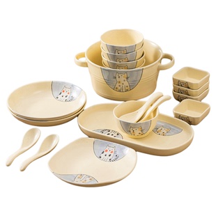 釉下彩日式卡通碗盘可爱餐具碗碟套装家用乔迁碗具情侣碗筷礼盒