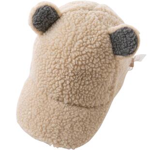 戴维贝拉男童帽子冬季新款毛绒耳朵造型可爱鸭舌帽宝宝保暖帽子