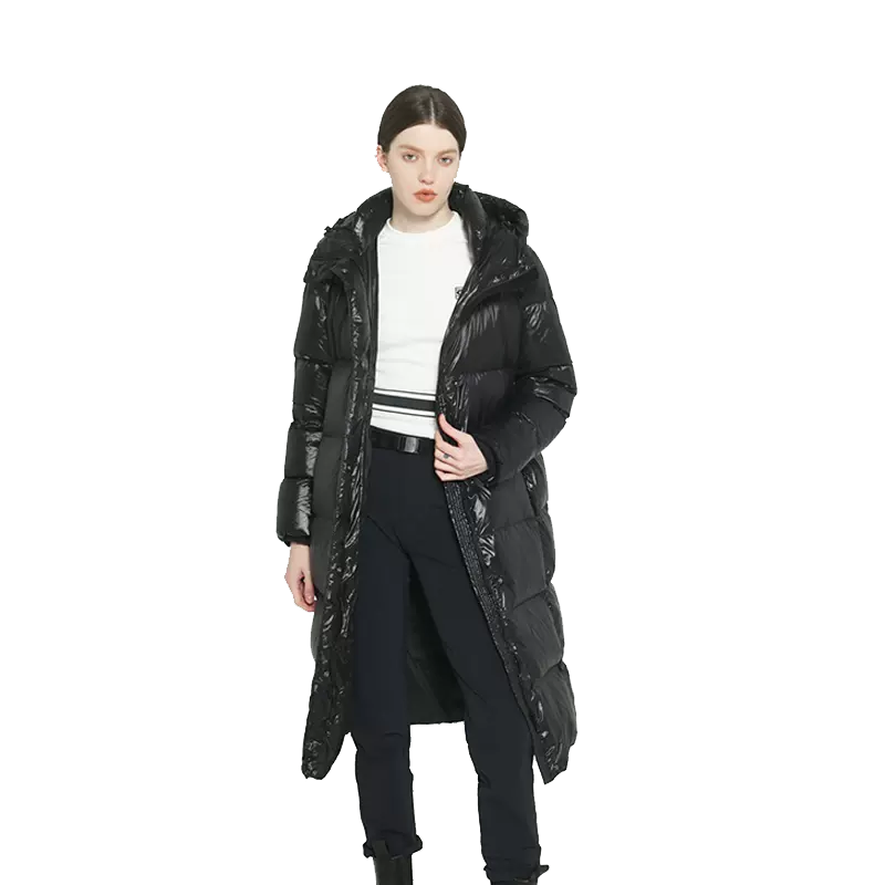 寒思女士长款黑钻过冬时尚韩版冬季外套加厚过膝羽绒服 2518