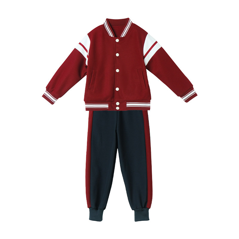 学院风红色棒球服校服套装中小学生秋冬装新儿童年级班服幼儿园服