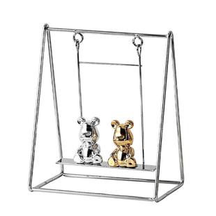 网红荡秋千小熊摆件创意办公室展示书架柜桌面可爱治愈ins装饰品