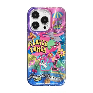 九点半磁吸双层霓虹梦核小飞象适用于苹果17promax/16PM手机壳iPhone17Pro/15pro全包卡通新品防摔保护套支架