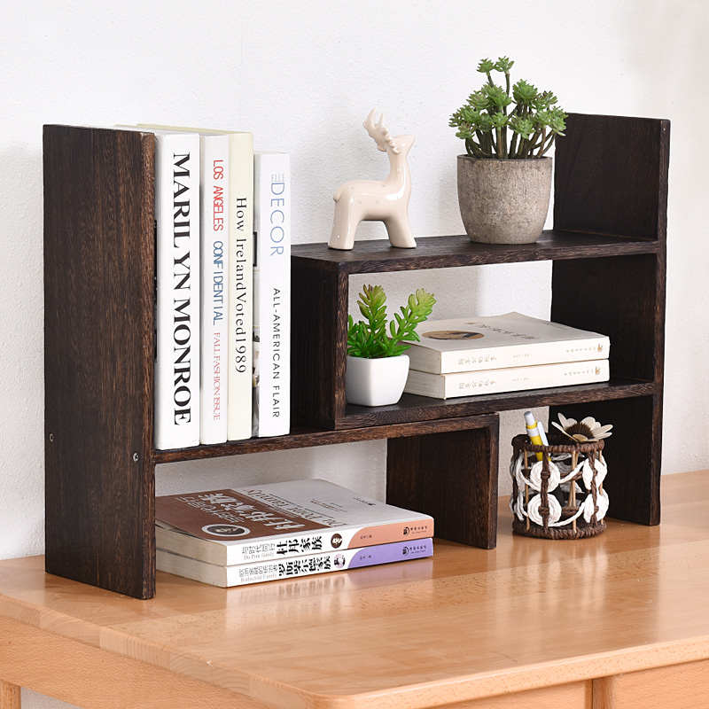 烧桐木桌面办公收纳茶杯架实木茶壶架置物架桌上简易组合书架摆件