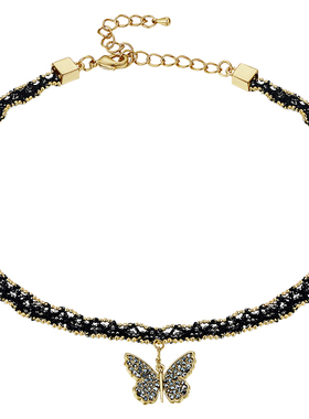 JAY黑色蝴蝶颈链锁骨链choker