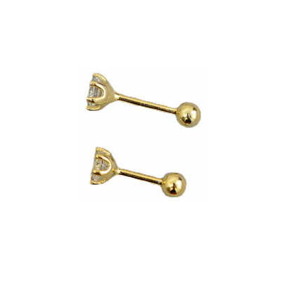 六爪锆石螺丝耳骨钉14k金可镶石