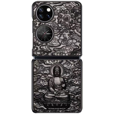 华为p50pocket檀木中国风浮雕