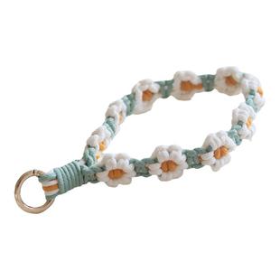 手机链挂绳棉绳编织文艺时尚短款手提小雏菊编织花手机绳挂链