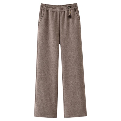 2025秋冬新款加绒加厚阔腿直筒裤