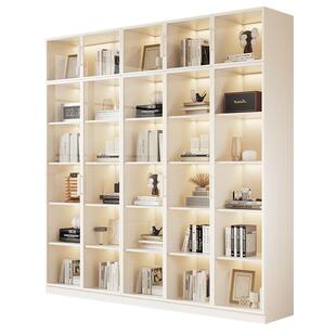 帕美迪实用木书柜玻璃门家用书架一体靠墙现代简约客厅定制展示柜