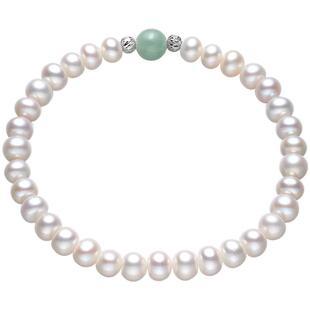 黛米珠宝 归云 5-6mm淡水无核珍珠手链S925银弹力绳翡翠款手串MMM