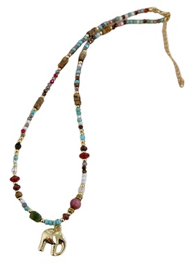 吉象|天然石串珠吉祥小象吊坠项链女轻奢小众设计春夏新中式颈链