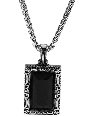 雕花夜店欧美钛钢挂坠吊牌项链