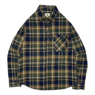 格子衬衫男 文艺日系复古磨毛格仔欧美休闲宽松大码青年男女衬衣