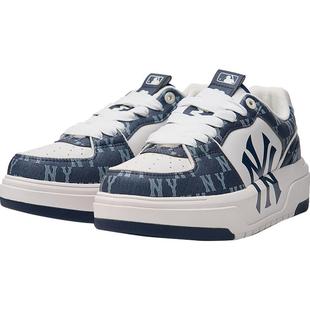 【自营】MLB张凌赫明星同款男女老花仿牛仔学长鞋厚底板鞋新SXCLD