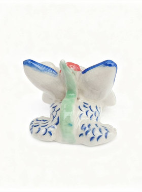 云南丽江青彩花瓦猫陶瓷摆件