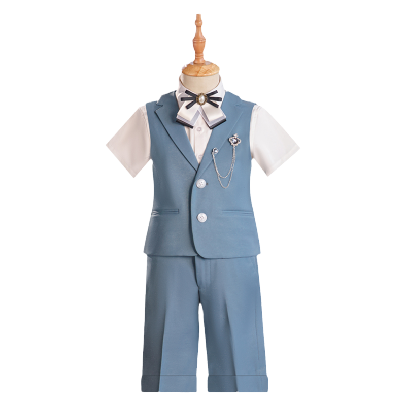 喜绒兔马甲英伦风小西服生日花童