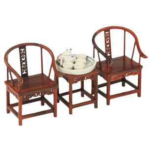 红木质工艺品新中式装饰摆件明清仿古微缩家具模型迷你椅子屏风