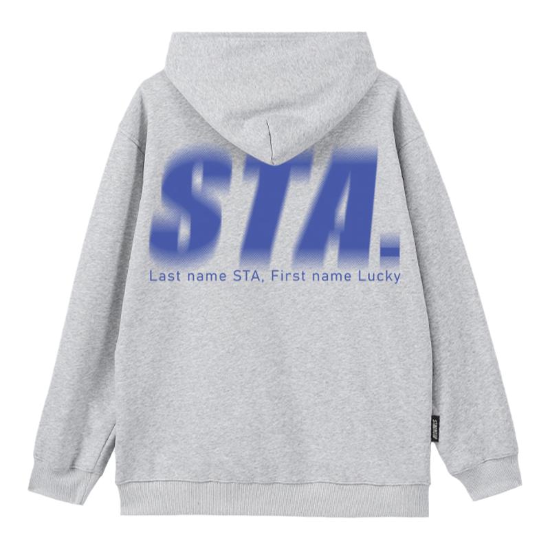 STA幻影橙蓝印花连帽卫衣服加绒