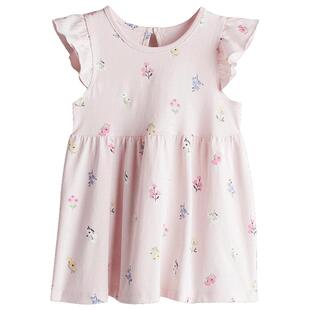 HM童装女婴连衣裙时尚休闲舒适印花圆领飞袖及膝公主裙1265912