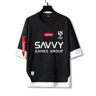 沙特利雅得新月队足球衣服内马尔10号假两件短袖t恤衫男女5五分袖