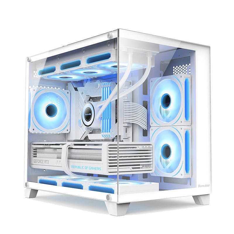 航嘉机箱S960暴风雪X海景房台式电脑主机MATX水冷360无立柱全景版