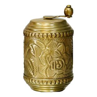 费灵家居印度进口欧式美式黄铜制品 雕花手摇软皮尺轻奢手工艺品