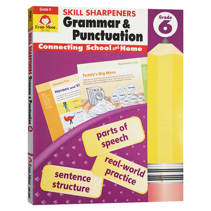 进口英文原版Skill Sharpeners,Grammar & Punctuation,Grade 6技能铅笔刀系列语法与标点六年级美国小学生英语学习指导平装教辅书