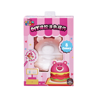 迪士尼松松系列美味汉堡店儿童手工DIY搪胶涂色摆件白膜填色玩具