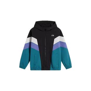 李宁儿童外套2026春季新款男女大童中学生薄款开衫连帽运动风衣