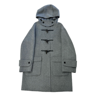 连帽双面羊毛大衣女中长款通勤牛角扣复古学院风减龄秋冬毛呢外套