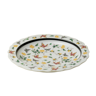 梵汝金缘蝶绘花边干泡盘高颜值茶道配件小茶台茶托盘家用壶承壶垫