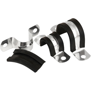 304不锈钢U型带连胶条骑马卡钢管卡扣夹箍管卡子固定电缆喉箍锁紧