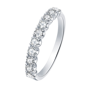 喜钻 排钻戒指白18K金女款排镶天然真钻正品群镶钻戒50分钻石排戒