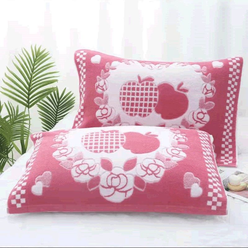 纯棉一对装全棉吸汗高档毛巾毛枕巾十字花学生成人圈巾枕头单人