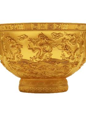 龙纹金碗摆件家用工艺品国泰民安